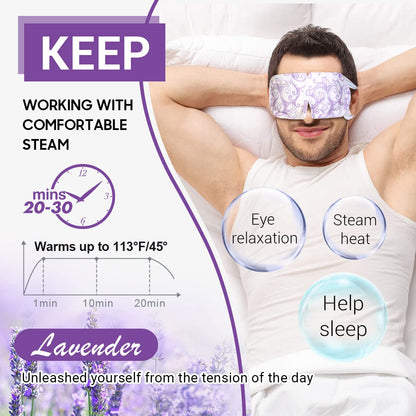 16-Pack Lavender Steam Eye Masks – Self-Heating Warm Compress for Dry Eyes, Tired Eyes & Dark Circles | Disposable Heated Sleep Mask & Travel Essentials