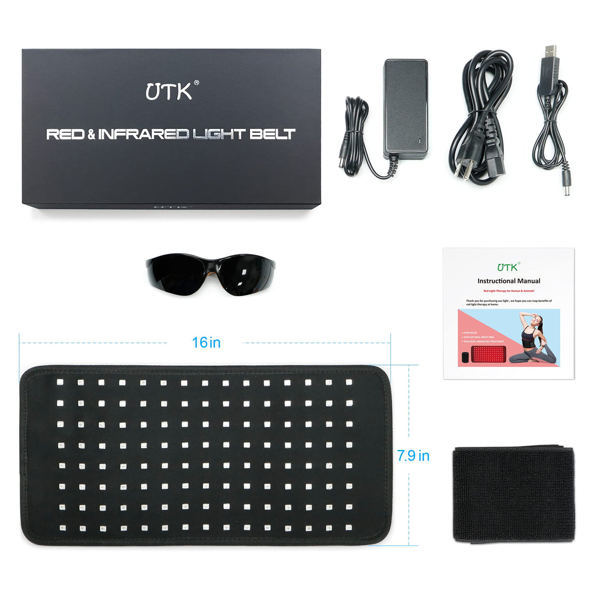 UTK Red Light Therapy Pad for Body Pain Relief, LED 660＆850nm Wearable Wrap Deep Therapy