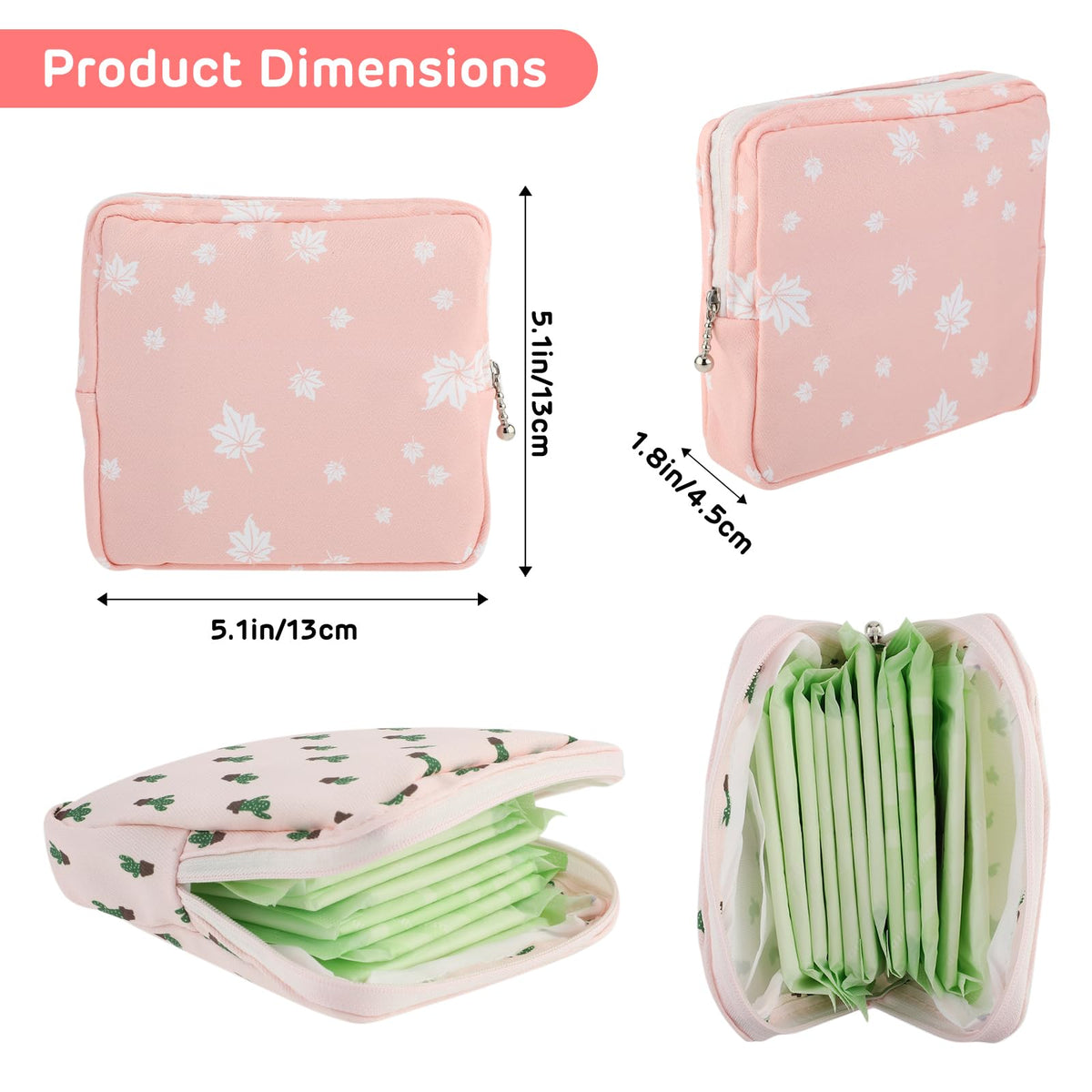 3Pcs Period Bag, Sanitary Pad Storage Bag Samll Period Pouch for Purse Cute Menstrual Period Bag