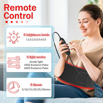Red Light Therapy Belt Near-Infrared-Light Therapy Wrap for Body Wearable Large Pad for Waist Back Shoulder with Timer Controller