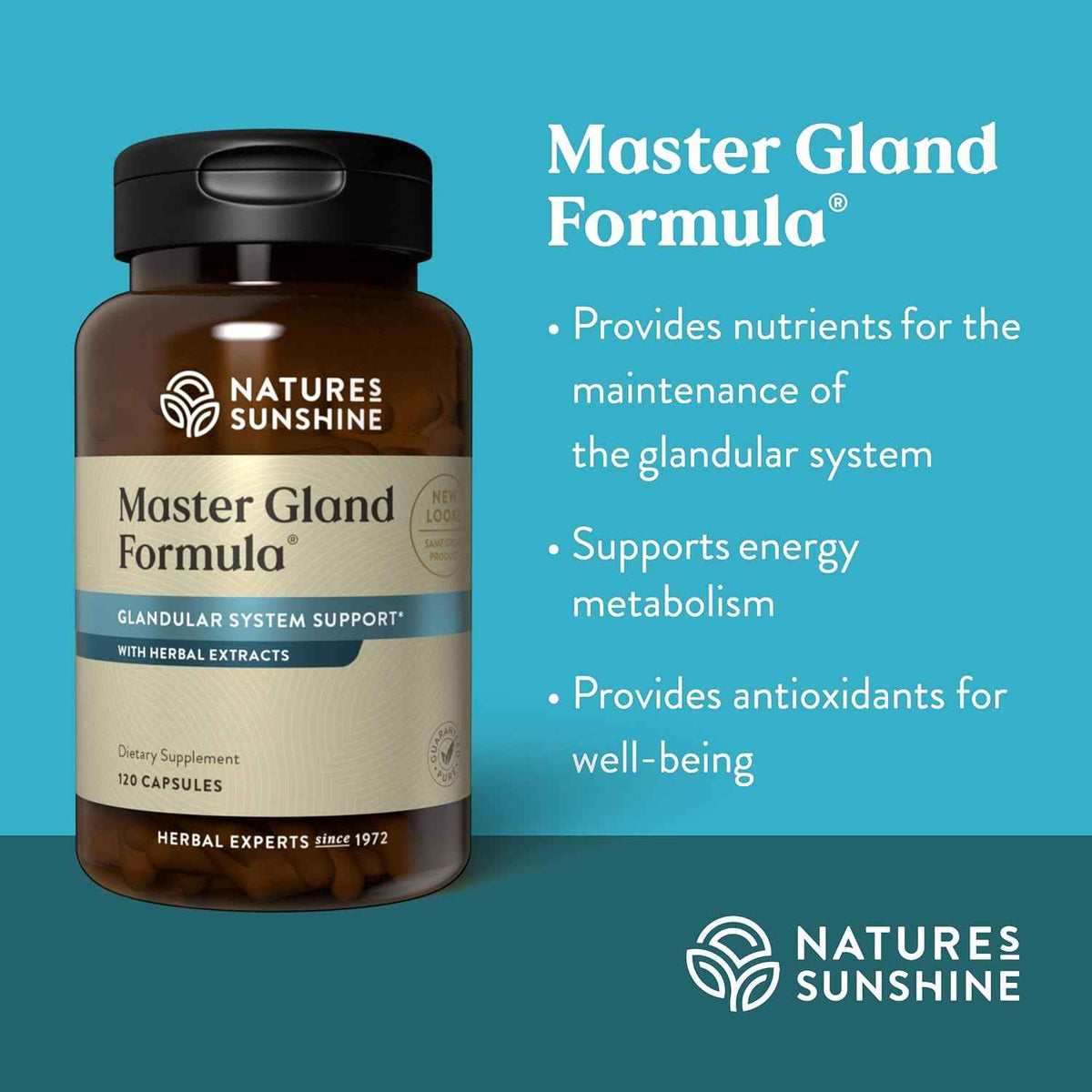 Nature's Sunshine Master Gland, 120 Capsules - Provides Complete Nutritional Support for Every Gland in the Body, Helps Support Energy Metabolism