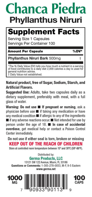 Germa Chanca Piedra Supplement – 500mg Phyllanthus Niruri – Traditional Stone Breaker Herb for Urinary & Kidney Support – Rainforest Botanical – 100% Natural Vegan Capsules, 100 Count GermaBuy Supplements Australia