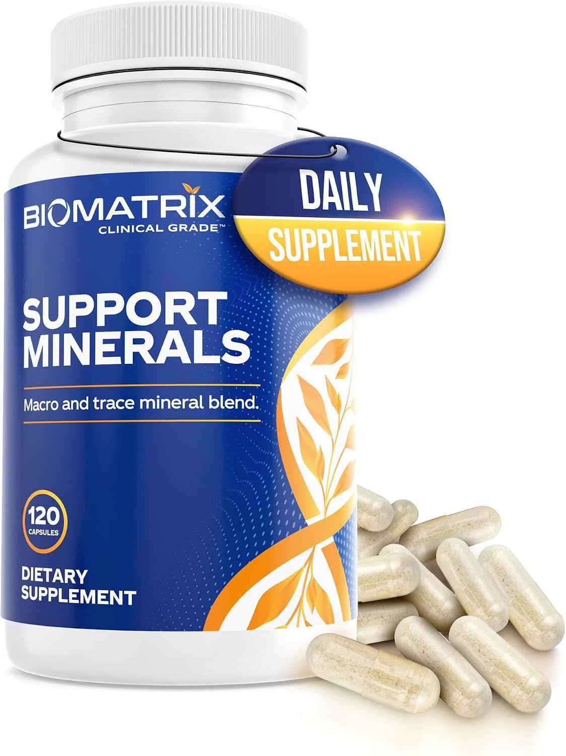 BioMatrix Chelated Mineral Supplement, Iron-Free, Calcium, Magnesium, Zinc - Albion Forms, Vitamin D3, Copper & Iodine, Bone Strength & Immune Aid, Krebs Cycle Energy, Veggie Caps, 30-Day Supply