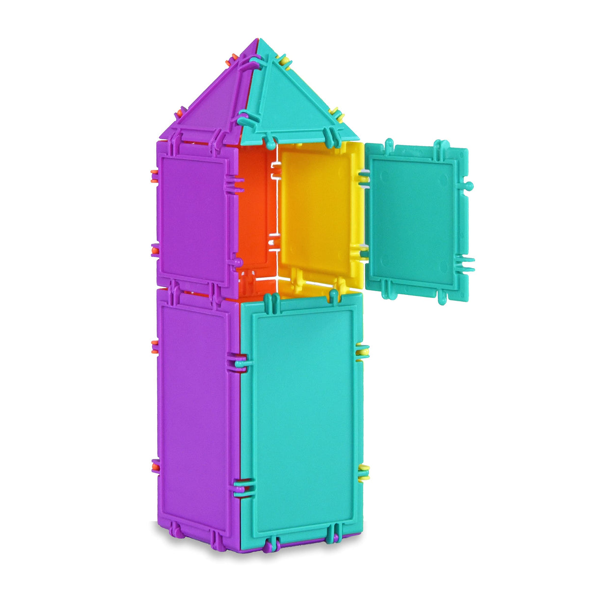 Geometiles 3D Building Set for Learning Math, Includes Many Online Activities,32-pc, Made in USA (Triangle/Rectangle/Square)