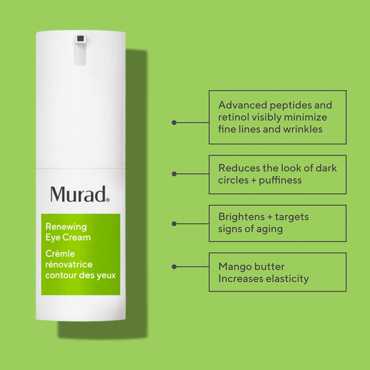 Murad Renewing Eye Cream (0.5 fl oz) - Firming Retinol & Peptide Formula with Mango Butter for Dark Circles & Wrinkles