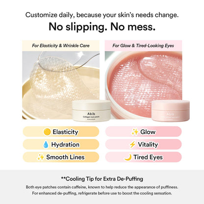 Abib Collagen Eye Patch Jericho Rose Jelly - 60 Patches - Hydrating Korean Under Eye Masks with Caffeine & Niacinamide