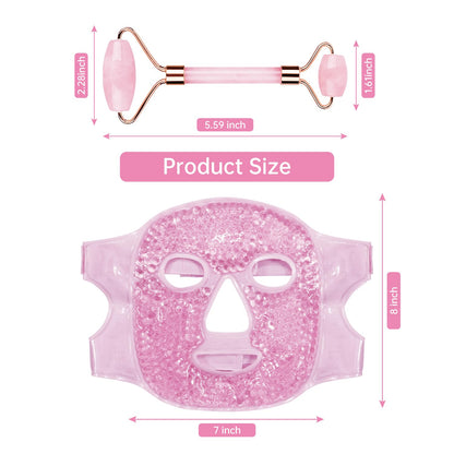 ZNÖCUETÖD 3-in-1 Face Sculpting Set – Ice Roller, Jade Roller & Cooling Gel Eye Mask Gift Set | For Puffiness, Wrinkles & Lifting