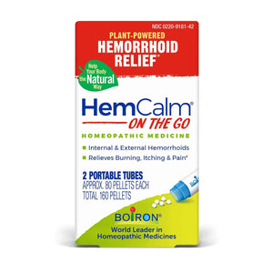 Boiron HemCalm On The Go Travel Essential for Hemorrhoid Relief of Pain, Itching, Swelling or Discomfort - 2 Count (160 Pellets)