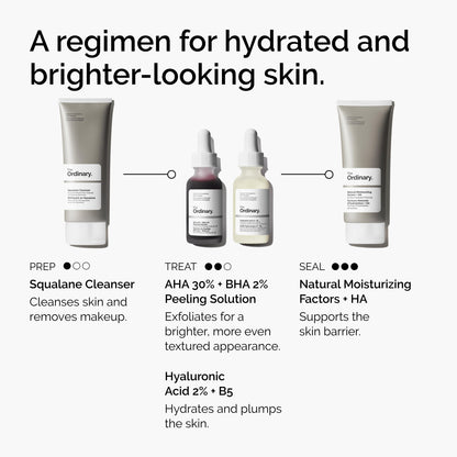 The Ordinary Bright & Hydrated Serum Duo, AHA 30% + BHA 2% Peeling Solution and Hyaluronic Acid 2% + B5, Exfoliating and Hydrating Skincare Set, 1 Fl Oz Each