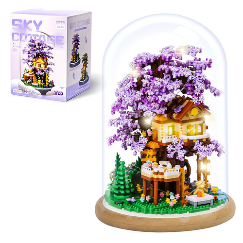 Insgen Cherry Blossom Tree House Miniature Building Blocks with Dust Cover
