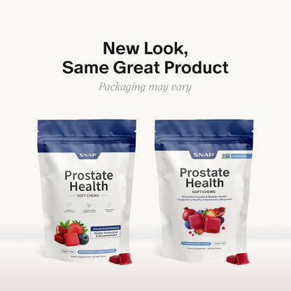 Snap Supplements Prostate Health Supplement for Men, 60 Sugar-Free Chews - Plant Sterols, Nettle Root & Reishi Mushroom - Supports Prostate and Urinary Wellness, Pomegranate-Berry Flavor, Vegan