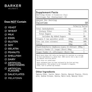 Barker Wellness Immunity Gummies with Vitamin C, Zinc, Elderberry, Turmeric & Ginger for Daily Immune Support | Vegan, Sugar-Free, Lemon-Lime Flavor | Seasonal Wellness Essentials, 60 Count Barker Wellness CoBuy Supplements Australia