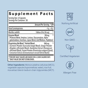 Zenwise Health No Bloat Digestive Enzymes Probiotics Bloat Relief - 60 CT - Bloating Relief, Capsules, Debloat, Digestive Enzymes + Probiotics, Dandelion, Lactase, Ginger, Turmeric, Vegetarian, Women