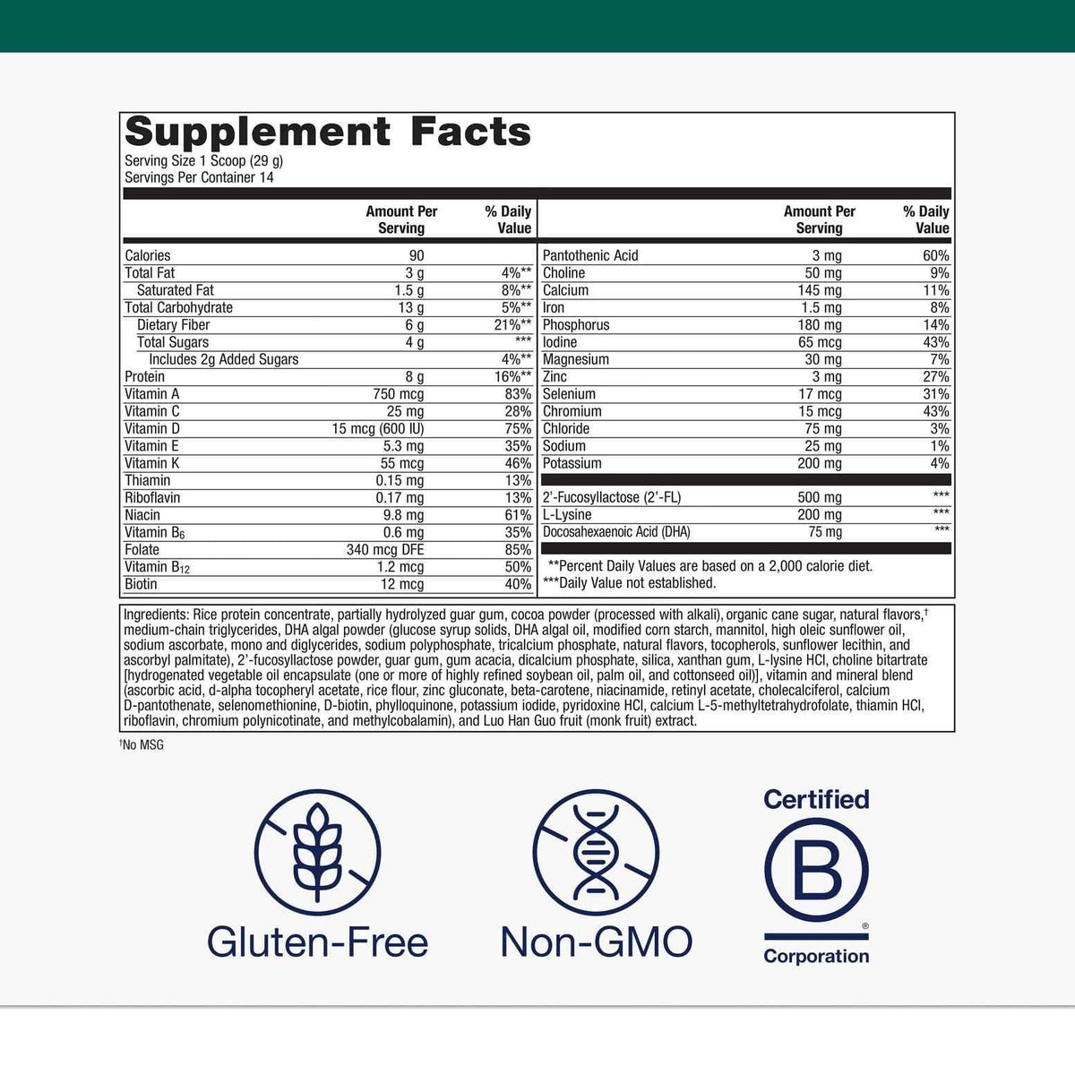 Metagenics MetaKids Nutrition Powder - Kids Multivitamin Powder with Prebiotics, DHA, Protein & Amino Acids* - Complete Protein - Non‑GMO, Gluten‑Free - Chocolate - 14.32 oz