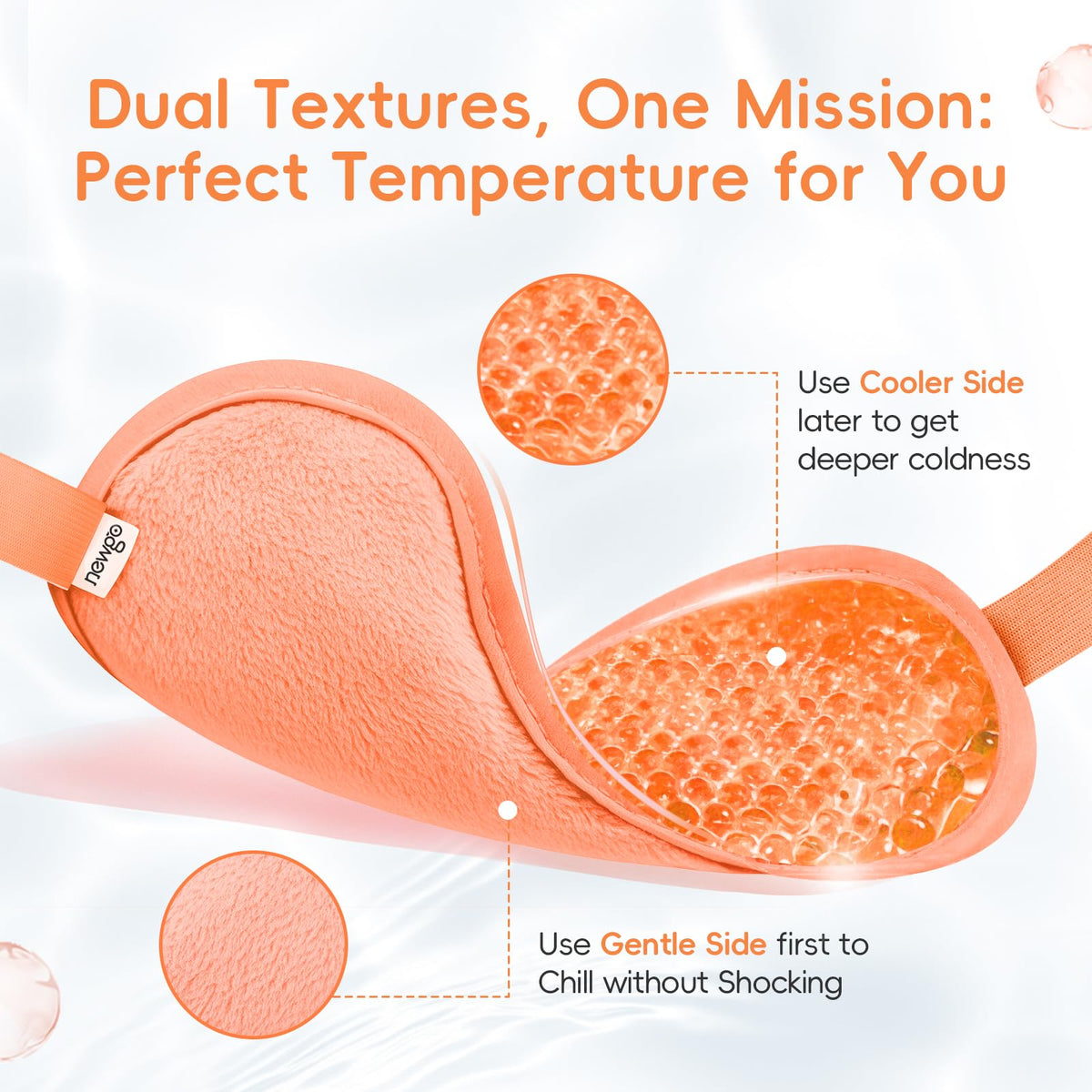 NEWGO Cooling Eye Mask – Cold Ice Pack for Puffy Eyes, Dark Circles, Headache & Stress Relief (Orange)