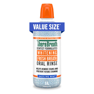 supplement products​TheraBreath Whitening Mouthwash, Dazzling Mint, Dentist Formulated, 1 Liter - JerryCherryUSA
