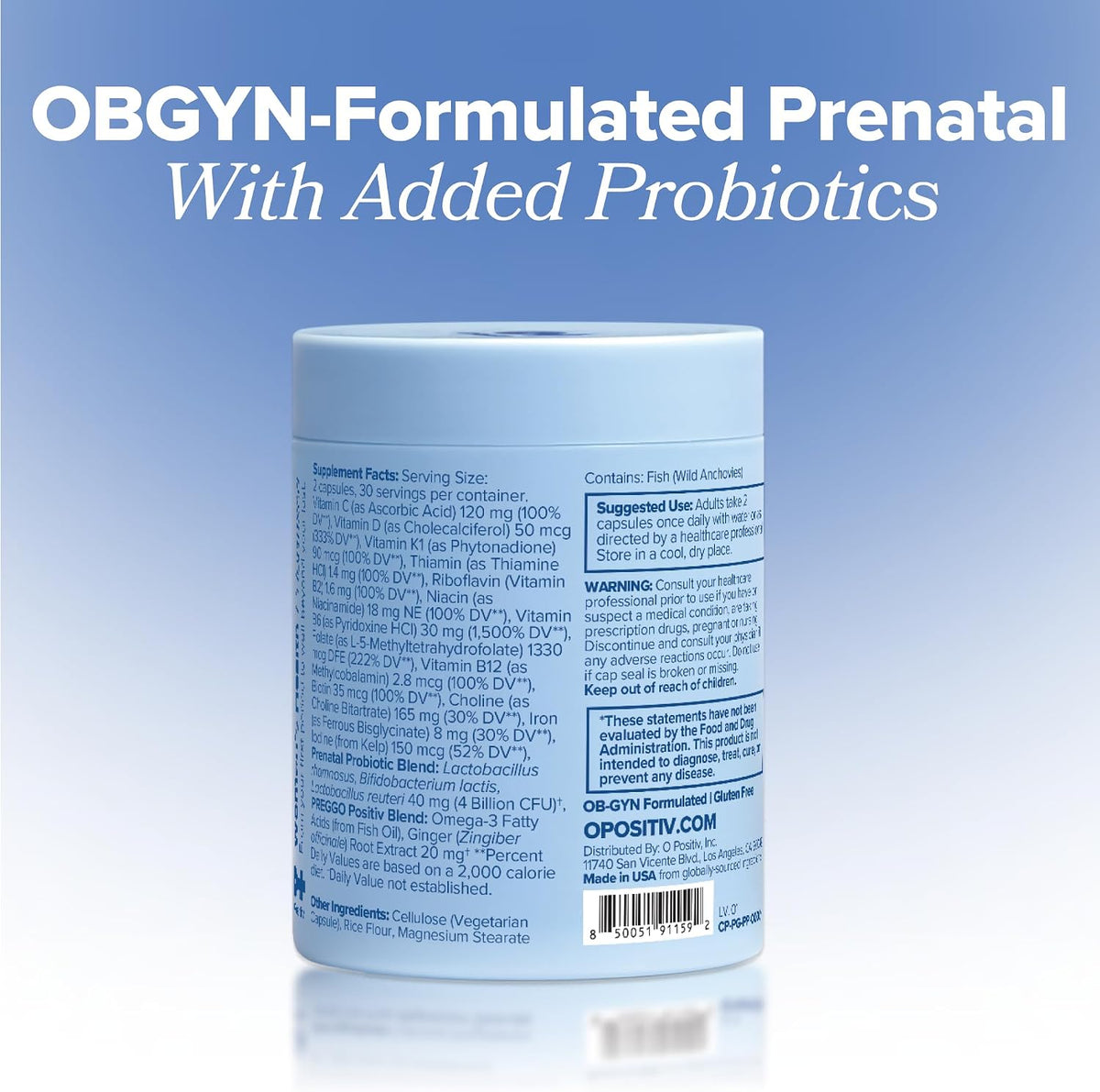 PREGGO Prenatal Vitamin + Probiotic with Folate & Choline - 30-Day Supply