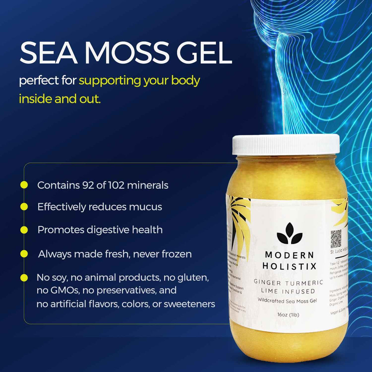 Modern Holistix Original Sea Moss Gel - 32oz Jar - Wildcrafted - All-Natural Superfood for Immunity, Energy & Gut Health