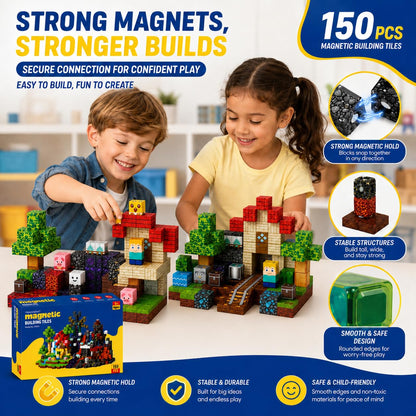 Magnetic Building Blocks 150PCS, 0.8in Stacking Cubes STEM Toy Kids Ages 3+