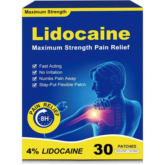 koeyre 4% Lidocaine Pain Relief Patches, Fast Acting, Maximum OTC Strength, for Back, Neck, Shoulder, Joint & Muscle Pain, 8-Hour Effectiveness-30 Count
