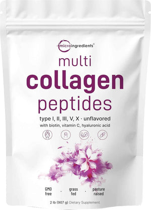 Micro Ingredients 8-in-1 Multi Collagen Powder & Women’s Probiotics 100 Billion CFU Veggie Capsules - 2 Pack - Hydrolyzed Peptides + Hyaluronic Acid & Vitamin C - 40 Strains + Cranberry & D-Mannose