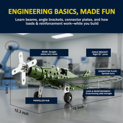 Metal Model Airplane Building Toys for Kids, DIY STEM Construction Kits