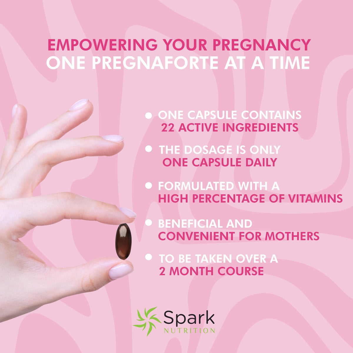 Pregnaforte Prenatal Multivitamin 60 days: Folic acid, Omega-3 DHA/EPA, Vitamins A, B6, B12, C, D3, E