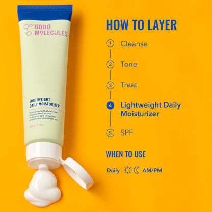 Good Molecules Lightweight Daily Moisturizer Face Cream - 100 ml / 3.38 fl oz - Non-Greasy Facial Moisturizer