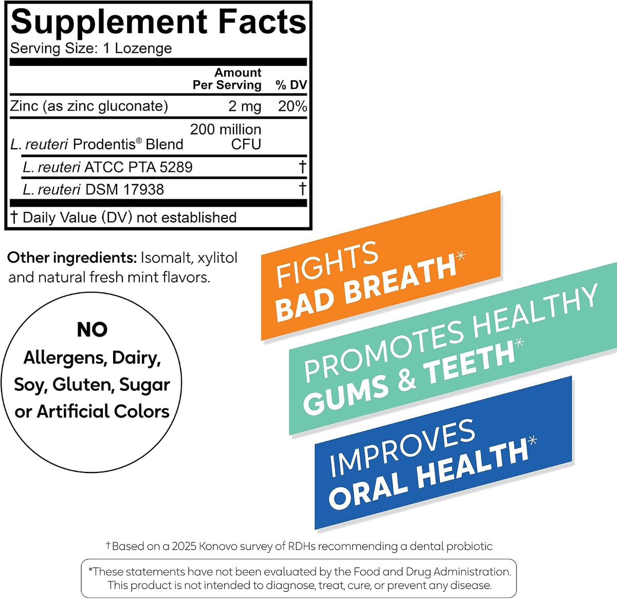 BioGaia Prodentis Fresh Breath Oral Probiotics for Bad Breath & Halitosis - + Zinc to Neutralize Odors - Promotes Healthy Gums & Teeth - 30 Dental Probiotic Lozenges - Dental Hygienist-Recommended