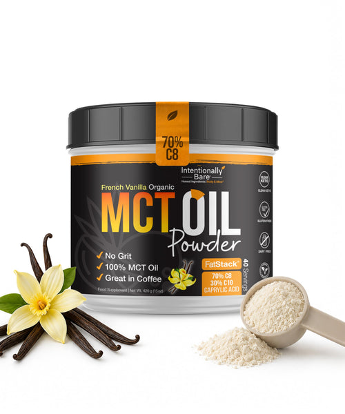 Intentionally Bare MCT Oil Powder - French Vanilla – Zero net Carbs 15oz