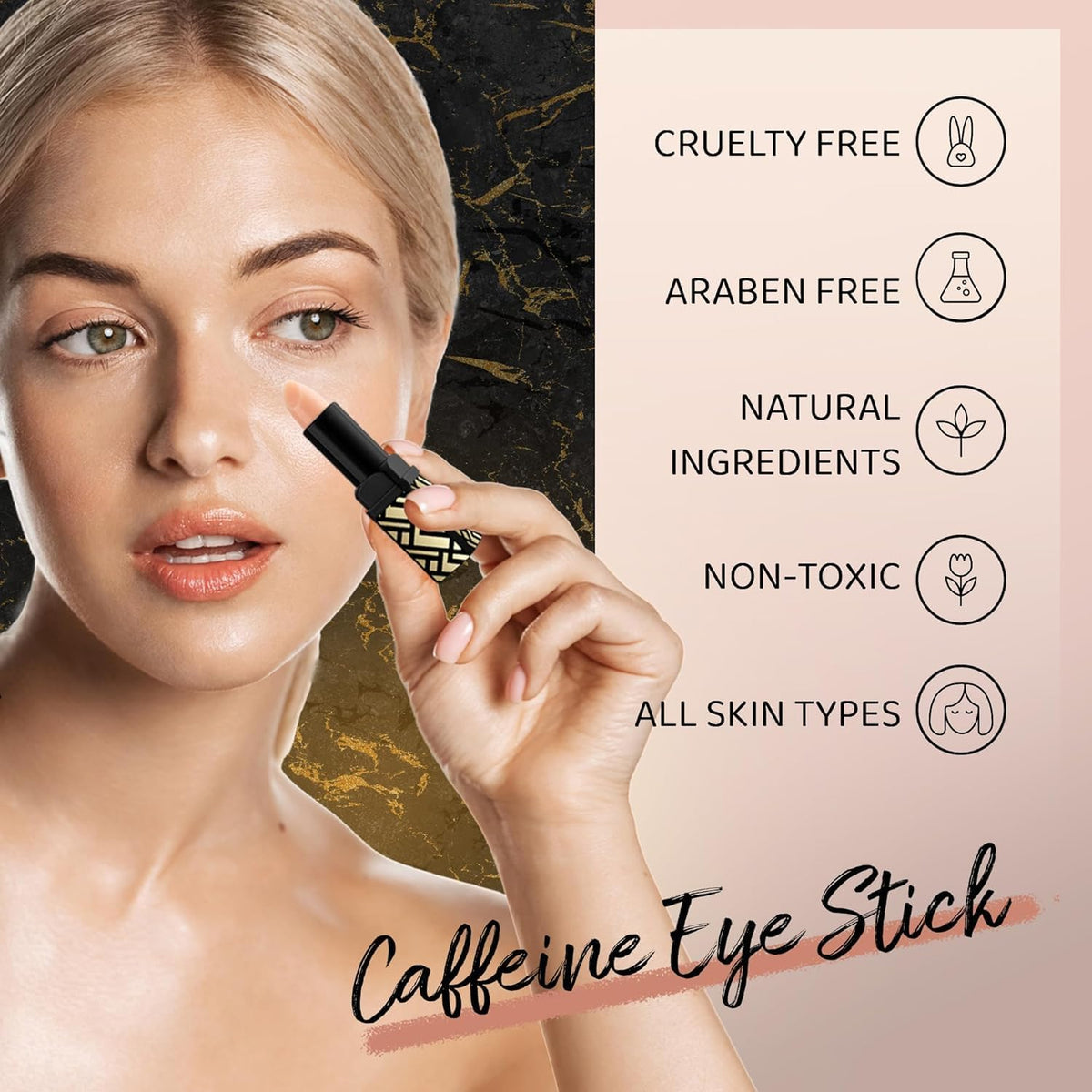 Caffeine Under Eye Balm Stick – Hydrating Eye Brightener with Retinol for Dark Circles & Puffiness