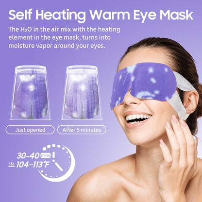 BeHoomi Self Heating Steam Eye Mask – Lavender Scented Warm Compress Heated Eye Mask for Sleep, Spa & Relaxation (20 Pack)