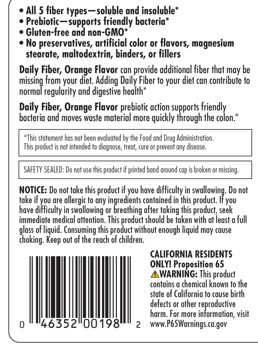 Yerba Prima Daily Fiber Formula 16 oz (Pack of 2) - Premium Dietary Fiber Supplement, Non-GMO, Gluten Free, Made in The USA, Orange Flavor