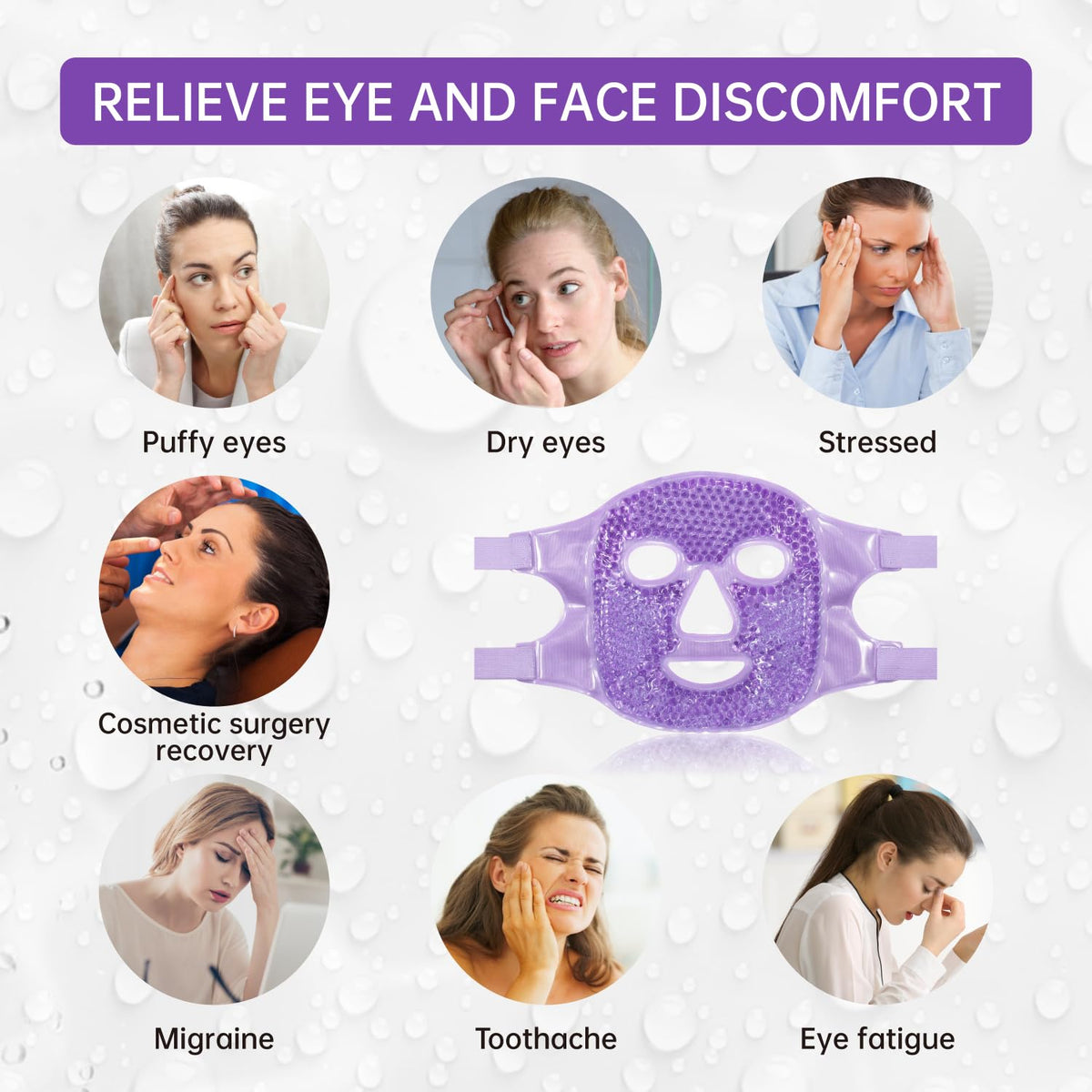 ZNÖCUETÖD Full Face Ice Mask – Gel Hot & Cold Compress for Post-Surgery Recovery, Dental Work, Facelift & Laser Treatment | Reduces Swelling & Migraines