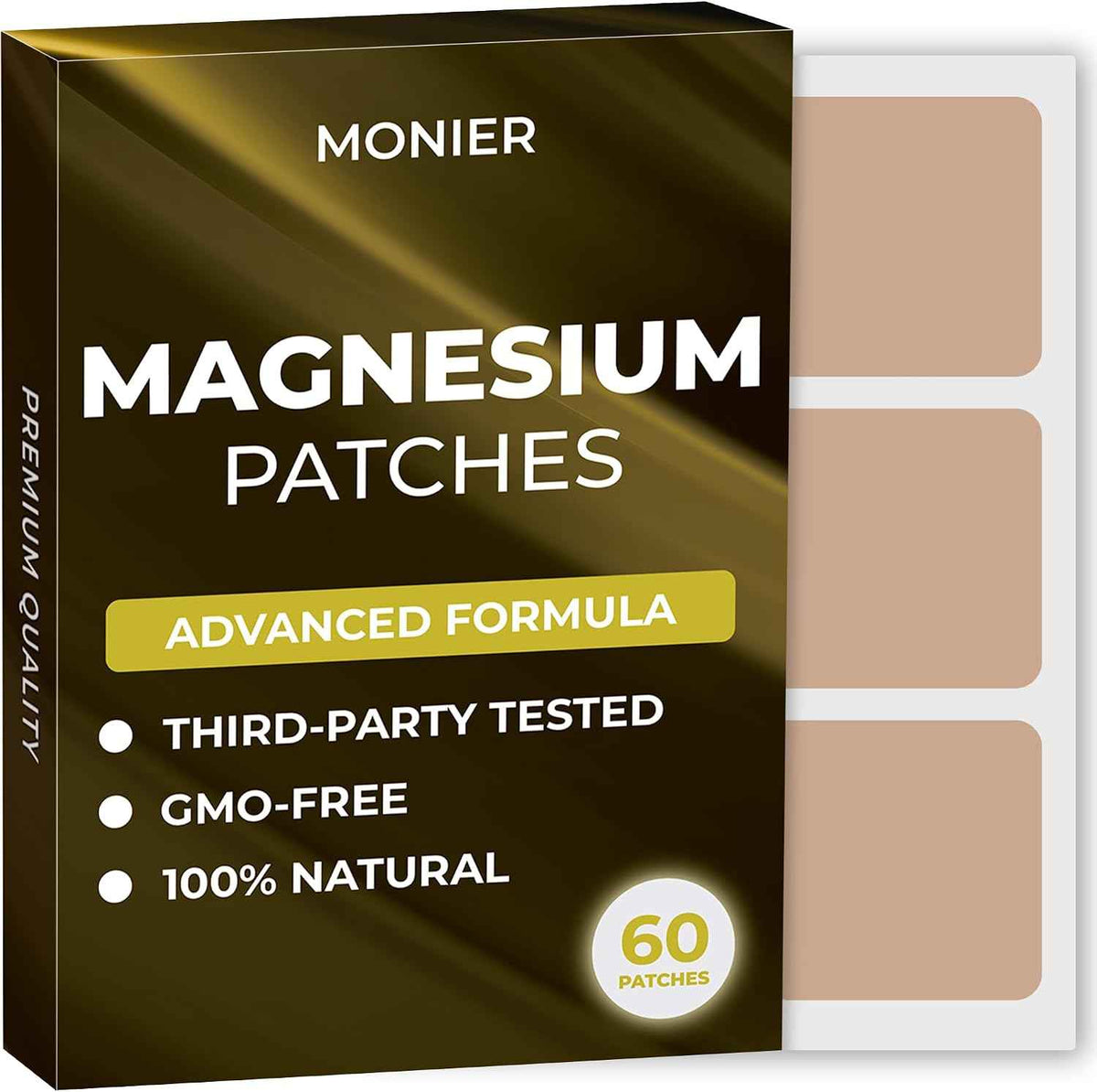 MONIER Magnesium Patches (Pack of 60) - 100% Natural Patch for Women - For Women and Men, With Calcium, Muscle And Bone Support, Calming, Enhanced Formula