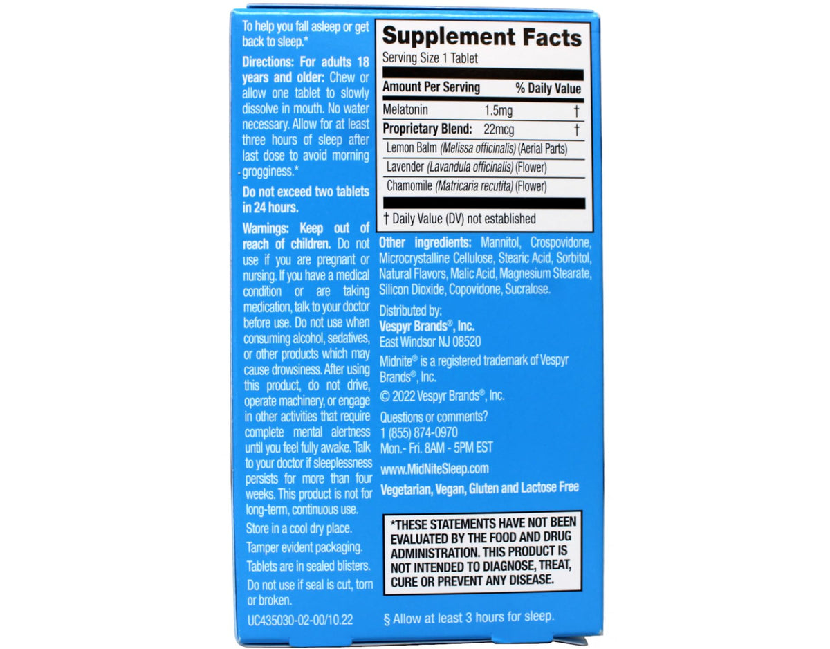 MidNite Sleep Health for Occasional Sleeplessness, 30 Chewable Cherry Tablets (Pack of 3)