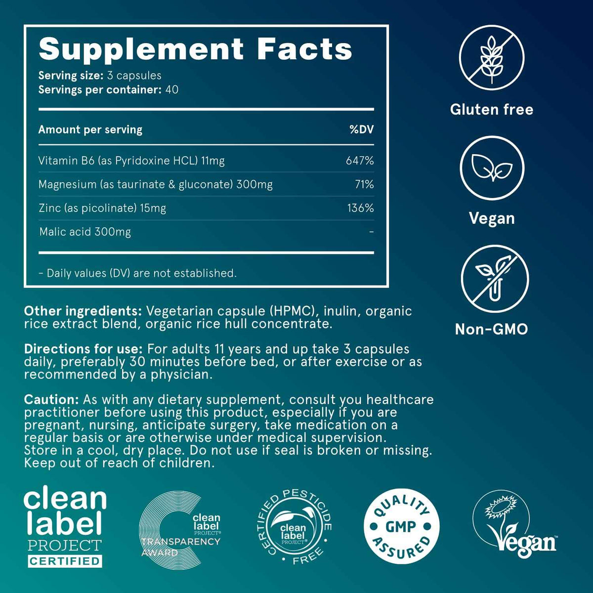 Puori Magnesium Complex Supplement - High Absorption Magnesium Taurinate & Gluconate, Zinc, Vitamin B6 & Malic Acid for Sleep Support, Immune & Bone Health & Muscle Recovery - 240 Vegan Capsules