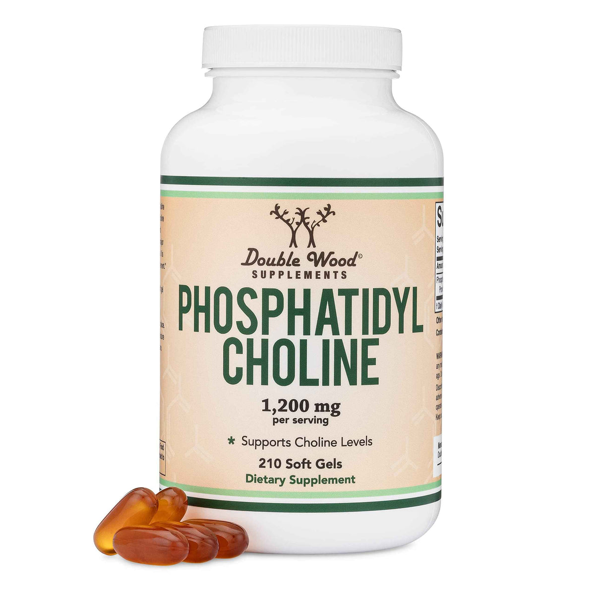 Phosphatidylcholine 1,200mg - 210 Softgels - Enhanced Version of Soy Lecithin (Choline Supplements) - Non-GMO and Gluten Free to Support Brain Health by Double Wood
