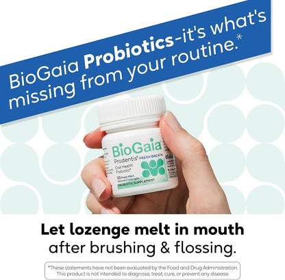 BioGaia Prodentis Fresh Breath Oral Probiotics for Bad Breath & Halitosis - + Zinc to Neutralize Odors - Promotes Healthy Gums & Teeth - 30 Dental Probiotic Lozenges - Dental Hygienist-Recommended