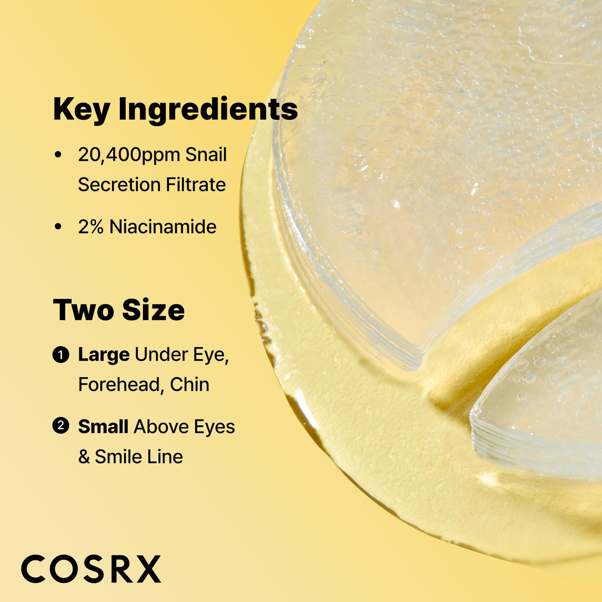 COSRX Advanced Snail Hydrogel Eye Patch - 60 Patches - Hydrating Snail Mucin Gel Serum Mask for Fine Lines & Puffiness