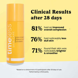 Timeless Skin Care Vitamin C Serum with Vitamin E & Ferulic Acid - Brightening Serum - for Oily & Dry Skin - Fragrance-Free - 4 oz