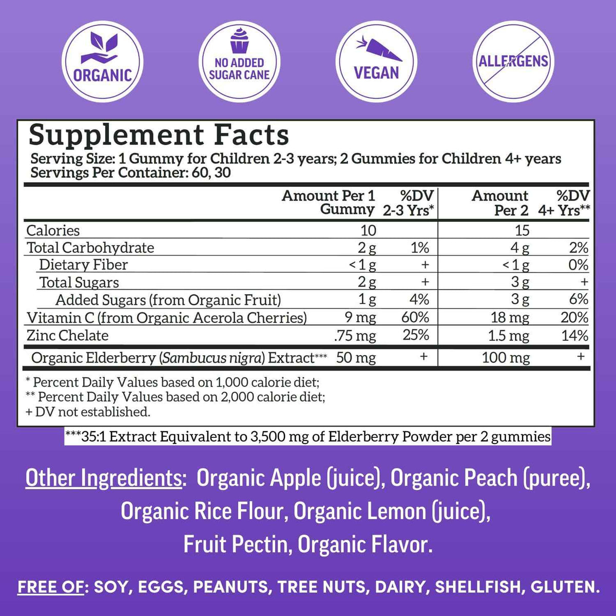 Llama Naturals Elderberry Gummies for Kids, Vegan, Organic Immune Support Supplement with Vitamin C and Zinc, Toddler Real Fruit Gummy Vitamins for Immunity