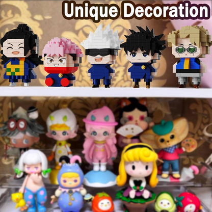5 JJK Jujutsu Battle Figures Building Blocks Set, 2IN1 Sitting&Standing Cute Popular Spell Kaisen Characters Brick Micro Headz, Japanese Manga Merch Ideal Valentine's Day Gift for Adult Teen 961PCS