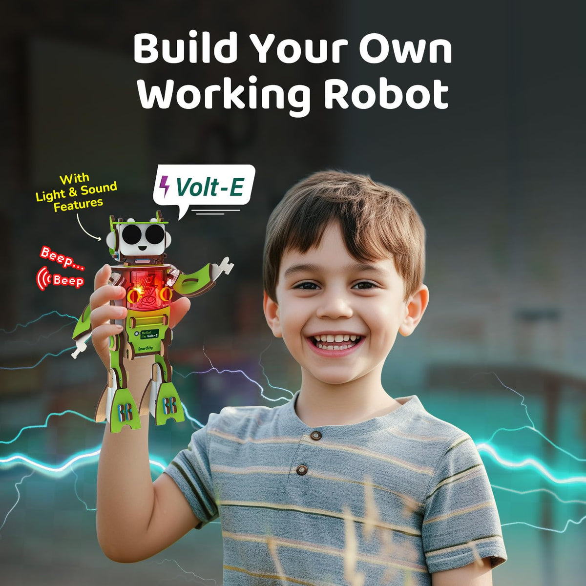 Smartivity Electro Play Lab for Kids | 8+ Circuit Experiments + Build Electric Robot Volt-E with Light & Sound | DIY Electricity STEM Kit | Birthday Gift Boys & Girls 8 9 10 11 12 13 14