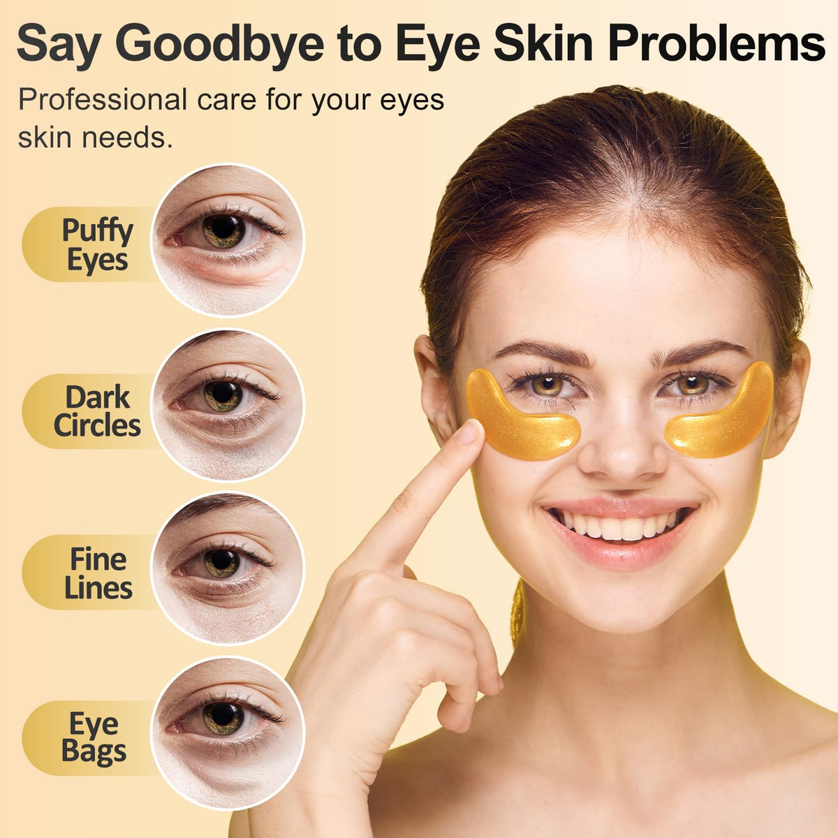 Tibobo 24K Gold Under Eye Patches - Collagen Enriched Eye Mask for Dark Circles & Puffiness - Valentines Day Gift (48 Pairs)