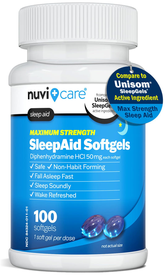 NUVICARE Diphenhydramine 50mg Max Strength SleepAid, 100 Count