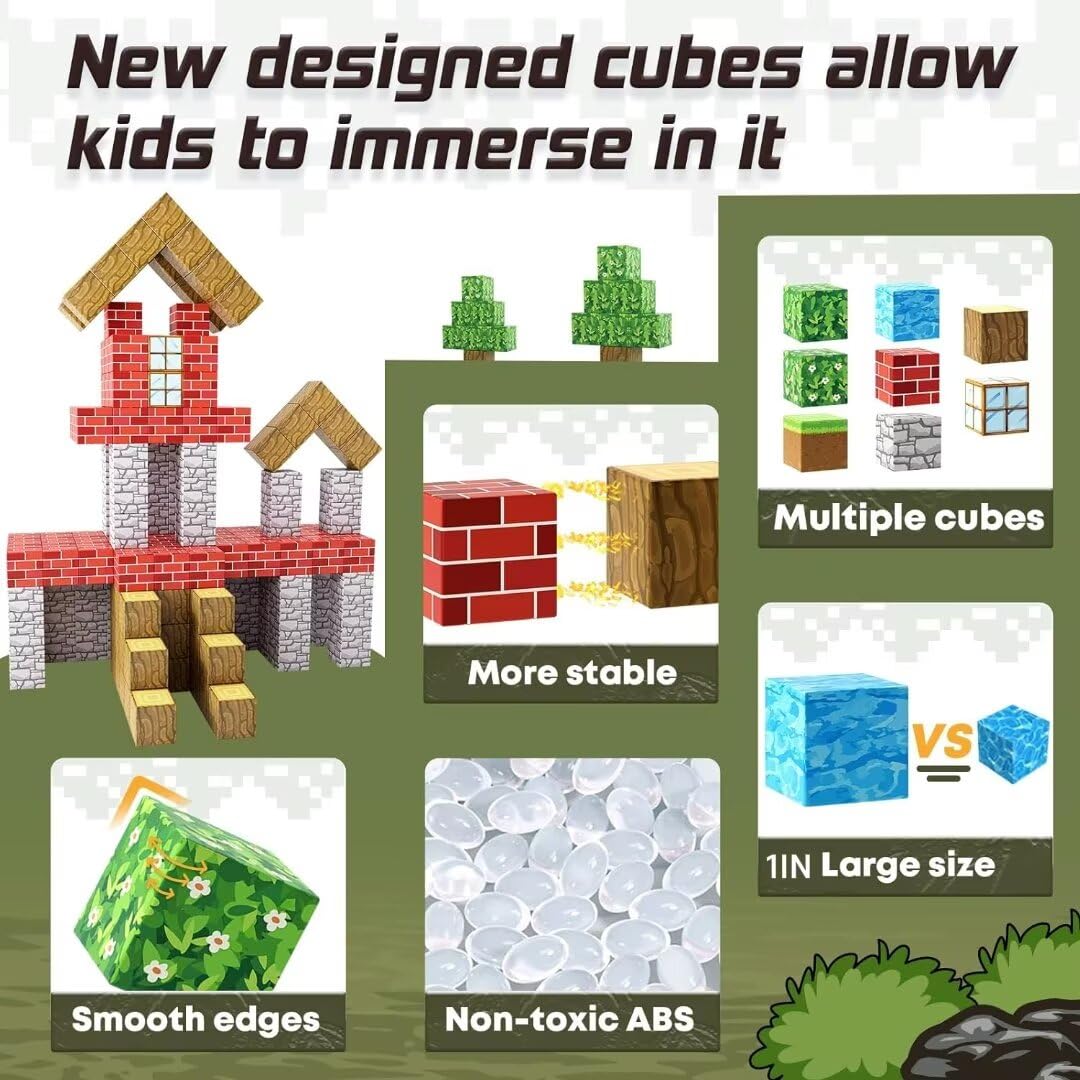 Magnetic Blocks 1 inch Magnetic Building Blocks for Kids Age 3-5 5-7 6-8