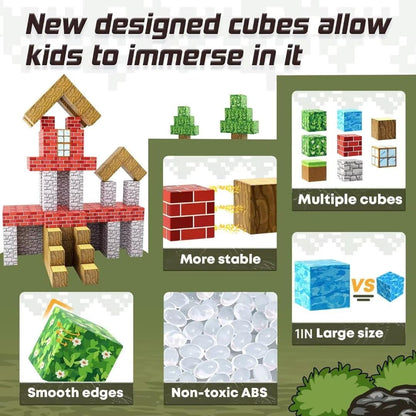 Magnetic Blocks 1 inch Magnetic Building Blocks for Kids Age 3-5 5-7 6-8