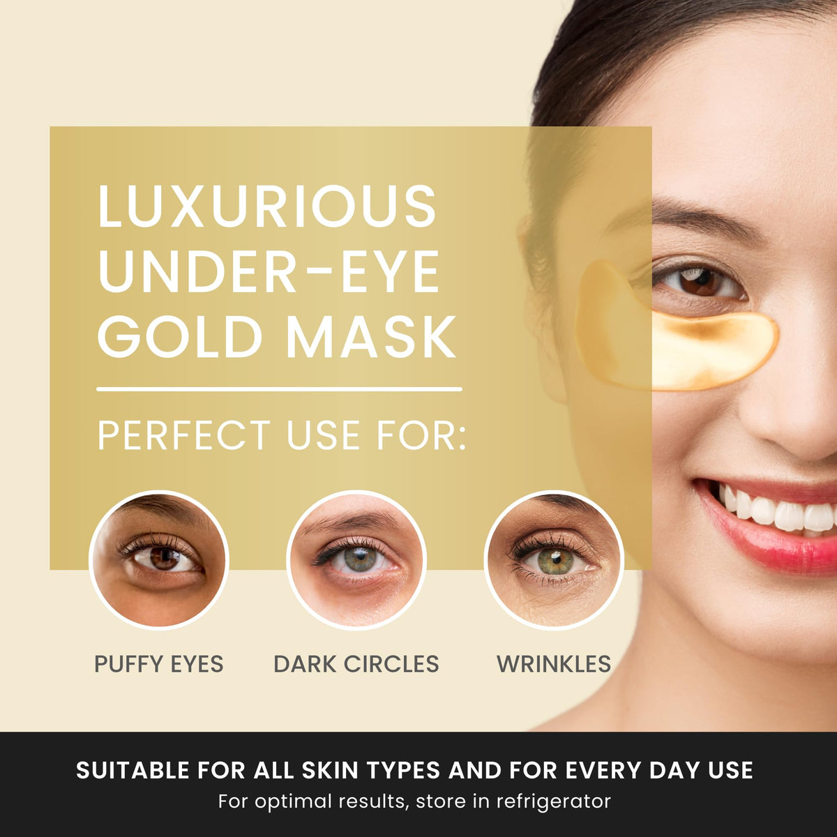 24K Gold Luxury Under Eye Patches - Radiant Glow (16 Pairs)