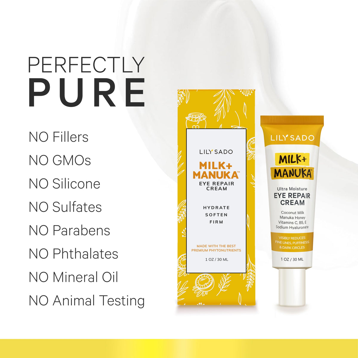 LILY SADO MILK+MANUKA™ Eye Repair Cream – Coconut Milk & Manuka Honey (30ml)